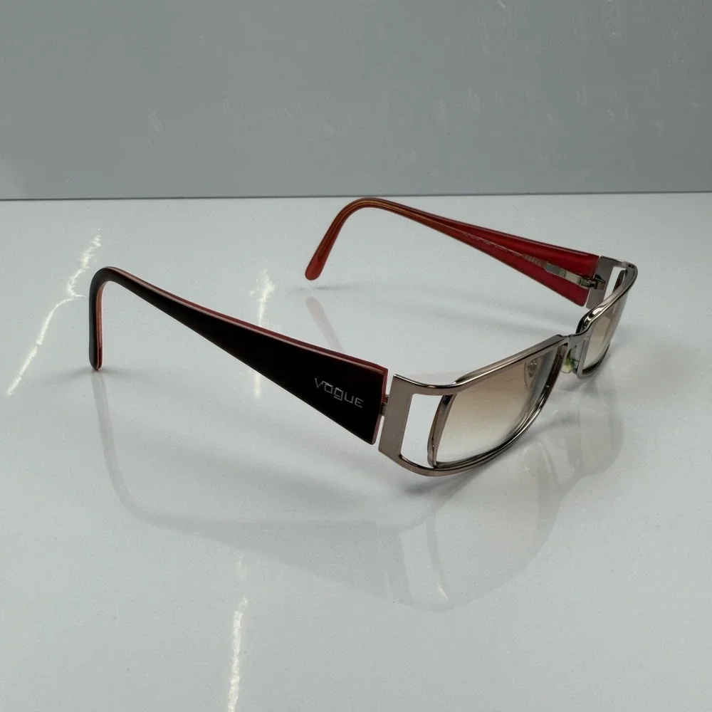 Vogue Sunglasses Womens Red Black Brown Gradient Square Metal Frame VO 3579 756